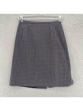 Talbots Skirt Womens 6 Petites Black Geometric Vintage Straight Above Knee Lined